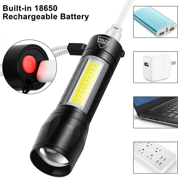 Police Force Tactical XPE/COB Mini Flashlight Flashlights Shield Protection Products LLC.